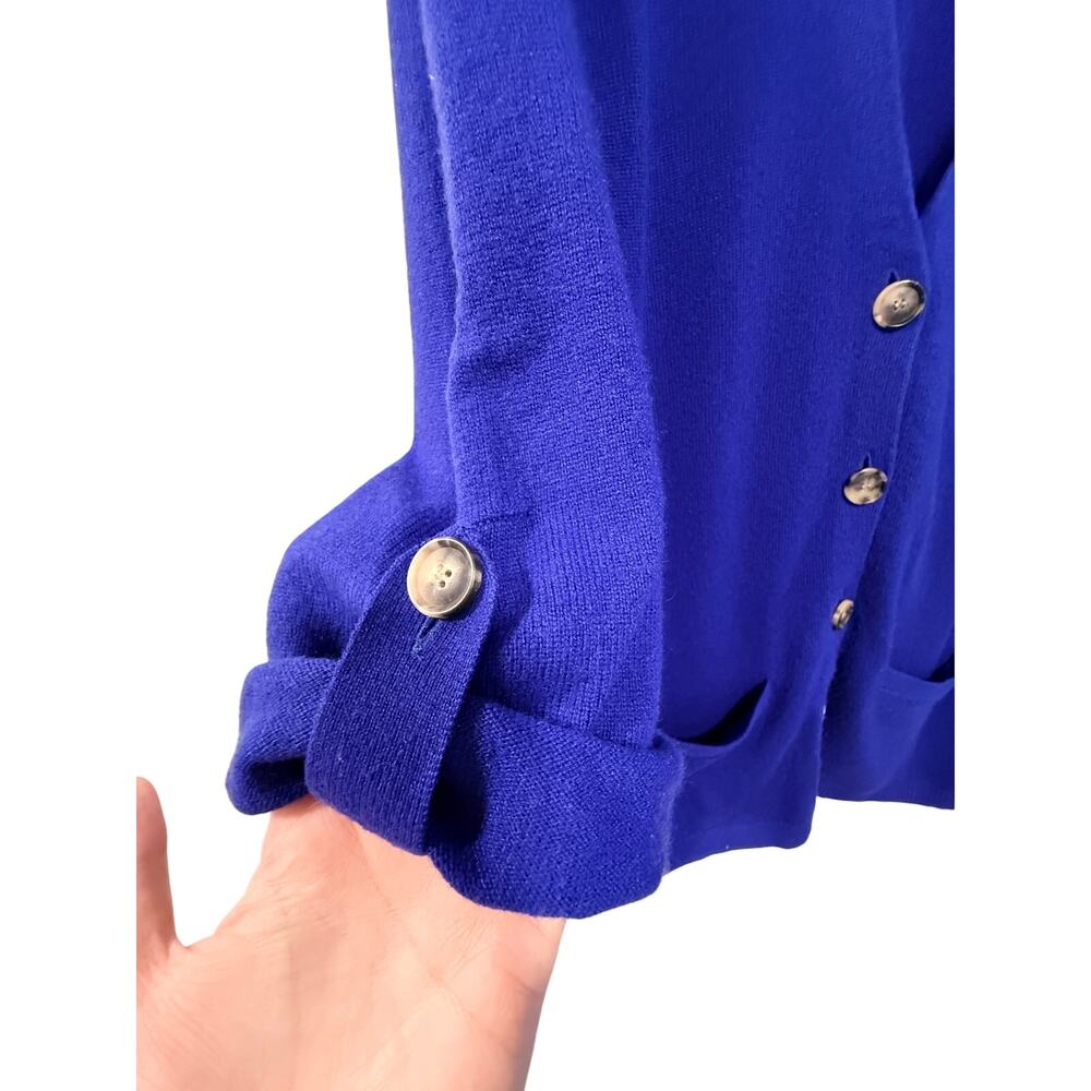 Theory M 100% Cashmere Long Button Front Cardigan Sweater $535 Bright Royal Blue - Picture 4 of 8